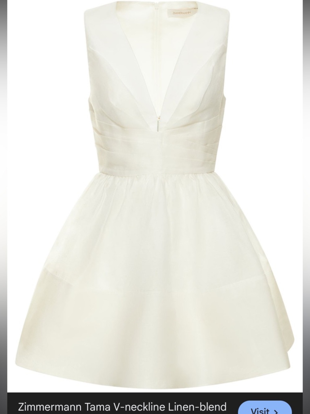 Zimmermann Cream V-Neck Fit-and-Flare Mini Dress